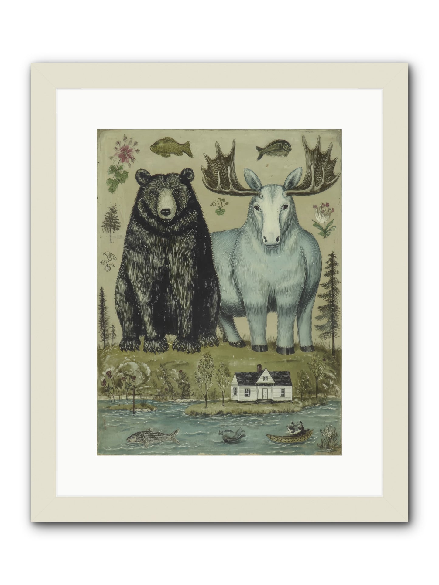 Summer Guests -- Framed Print - White 12x16