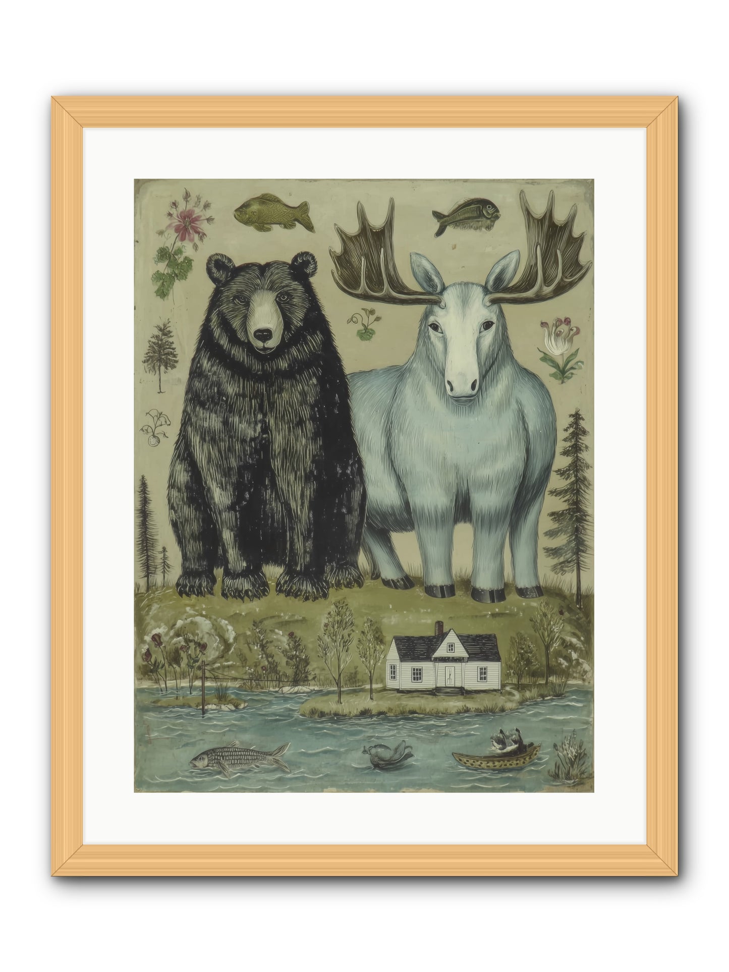 Summer Guests -- Framed Print - Natural 18x24