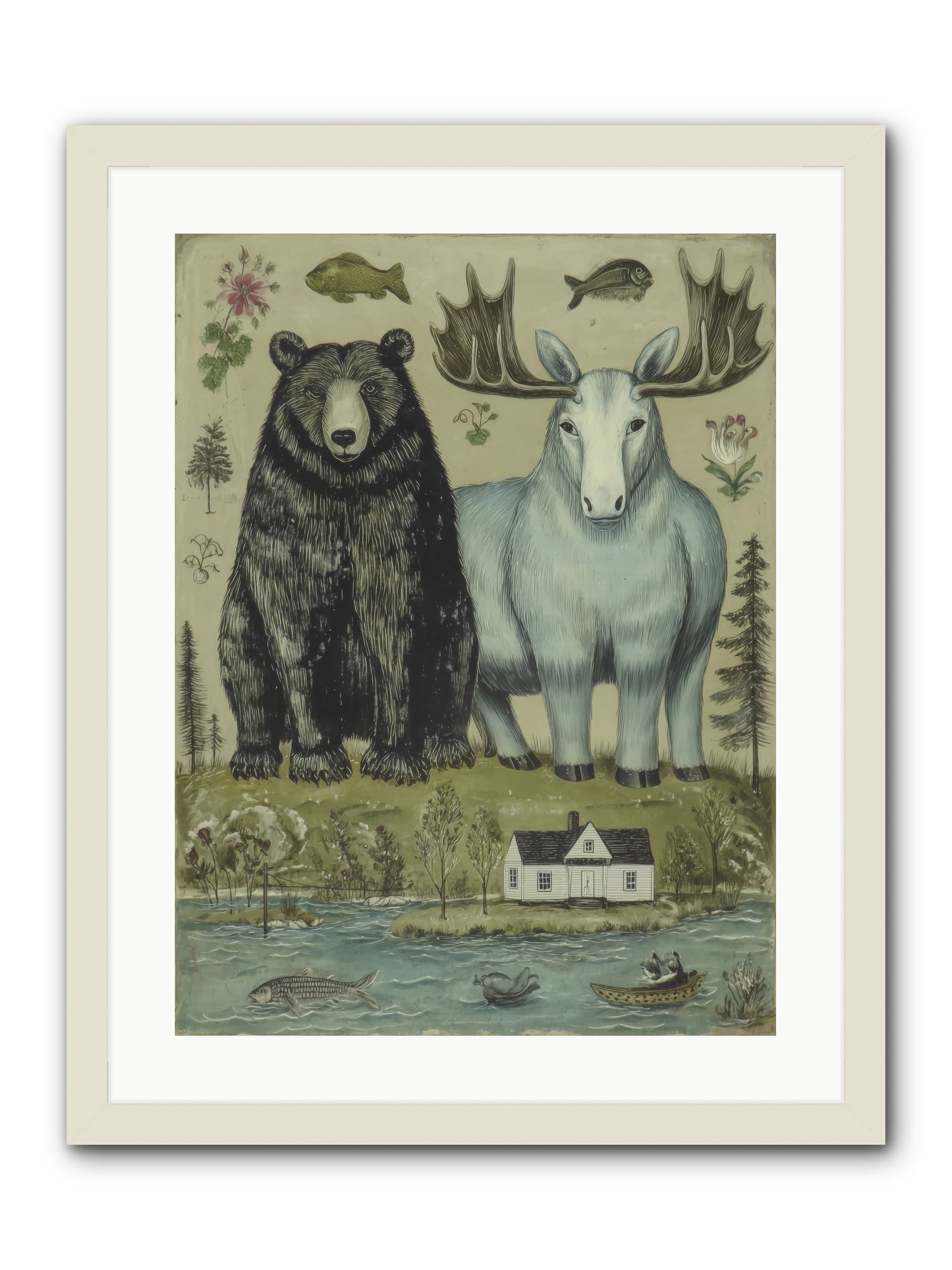 Summer Guests -- Framed Print - White 18x24