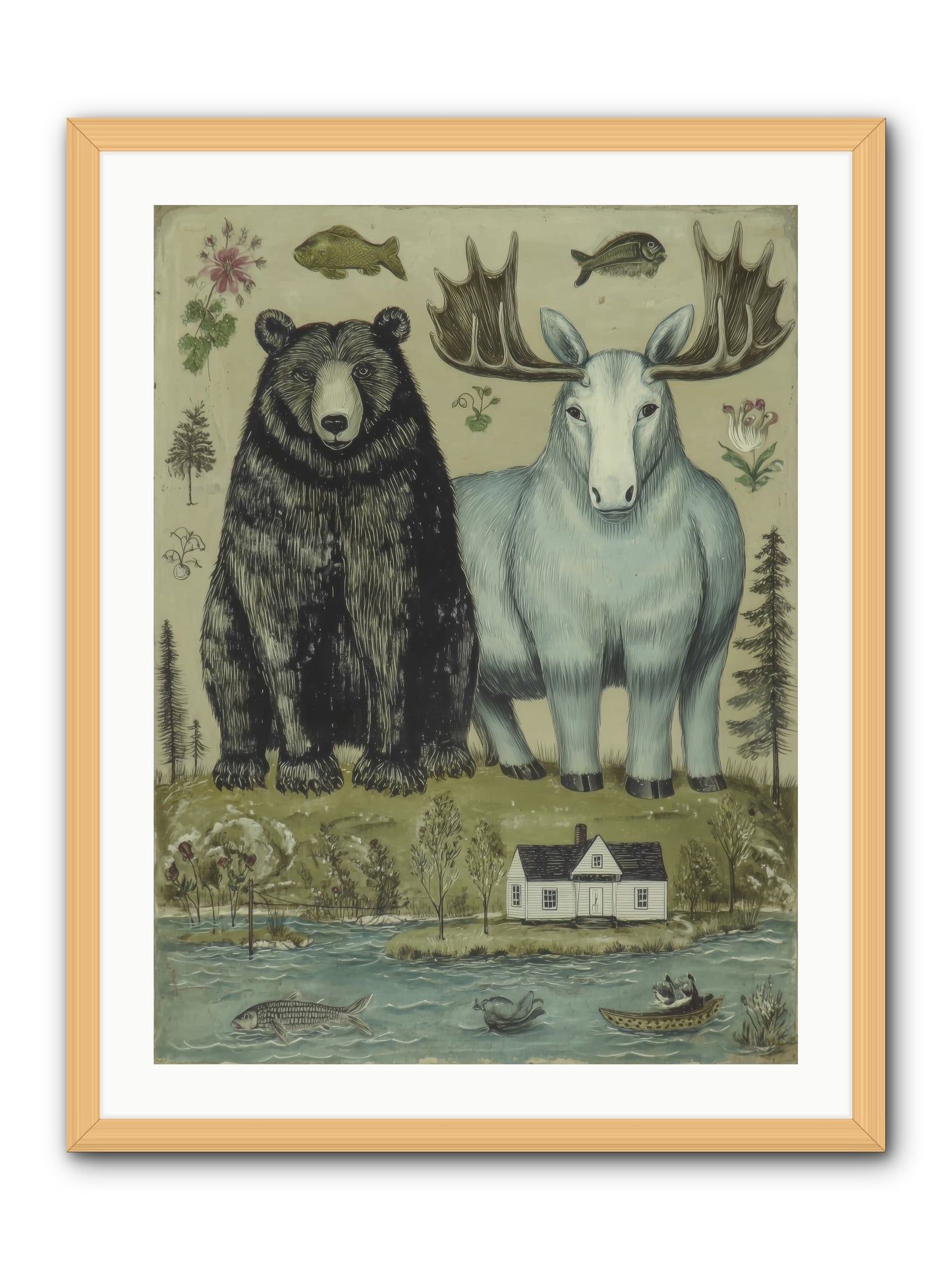 Summer Guests -- Framed Print - Natural 24x32