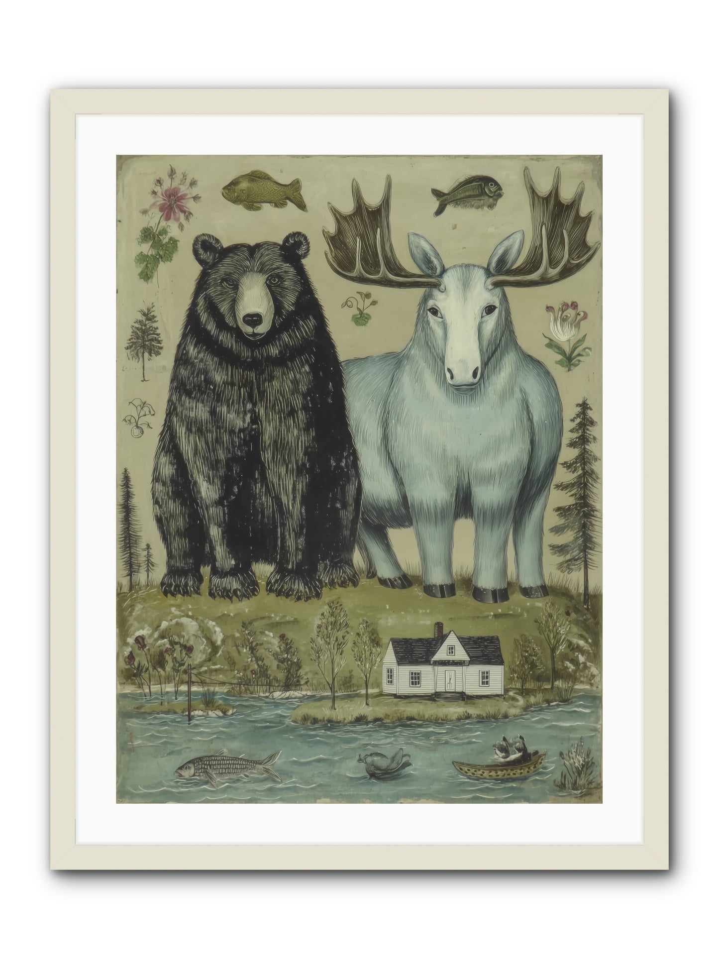 Summer Guests -- Framed Print - White 24x32