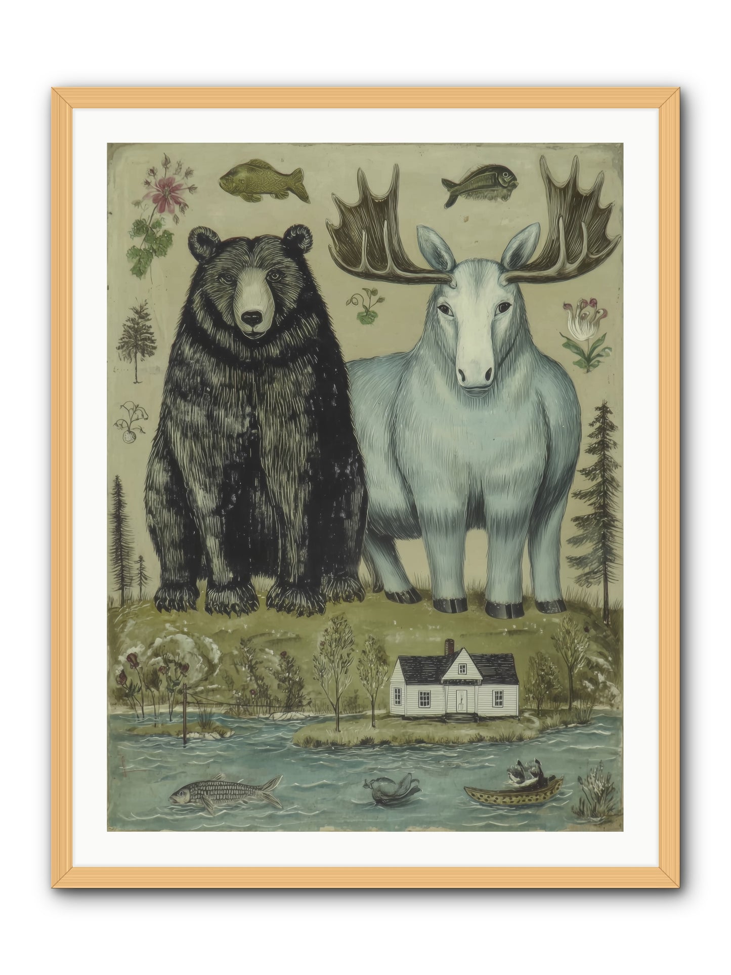 Summer Guests -- Framed Print - Natural 30x40
