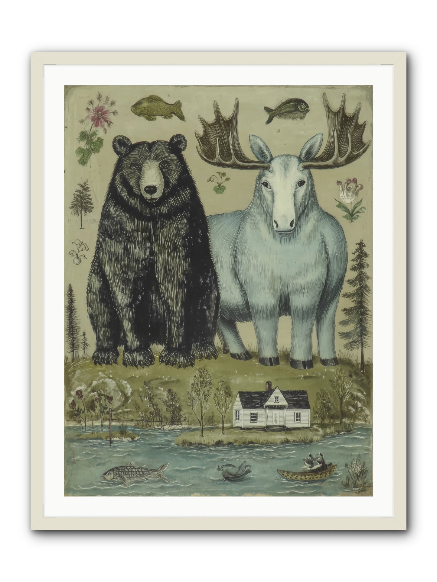 Summer Guests -- Framed Print - White 30x40