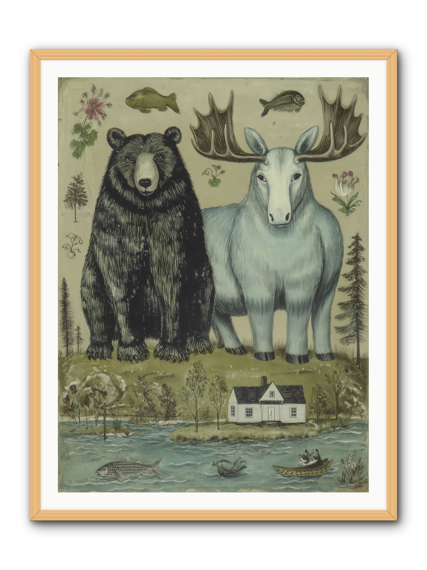Summer Guests -- Framed Print - Natural 36x48
