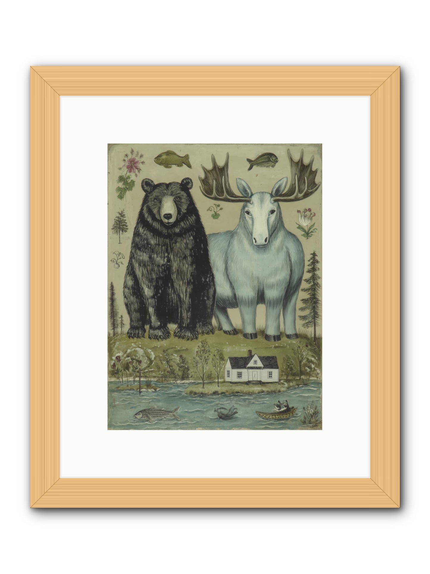 Summer Guests -- Framed Print - Natural 9x12