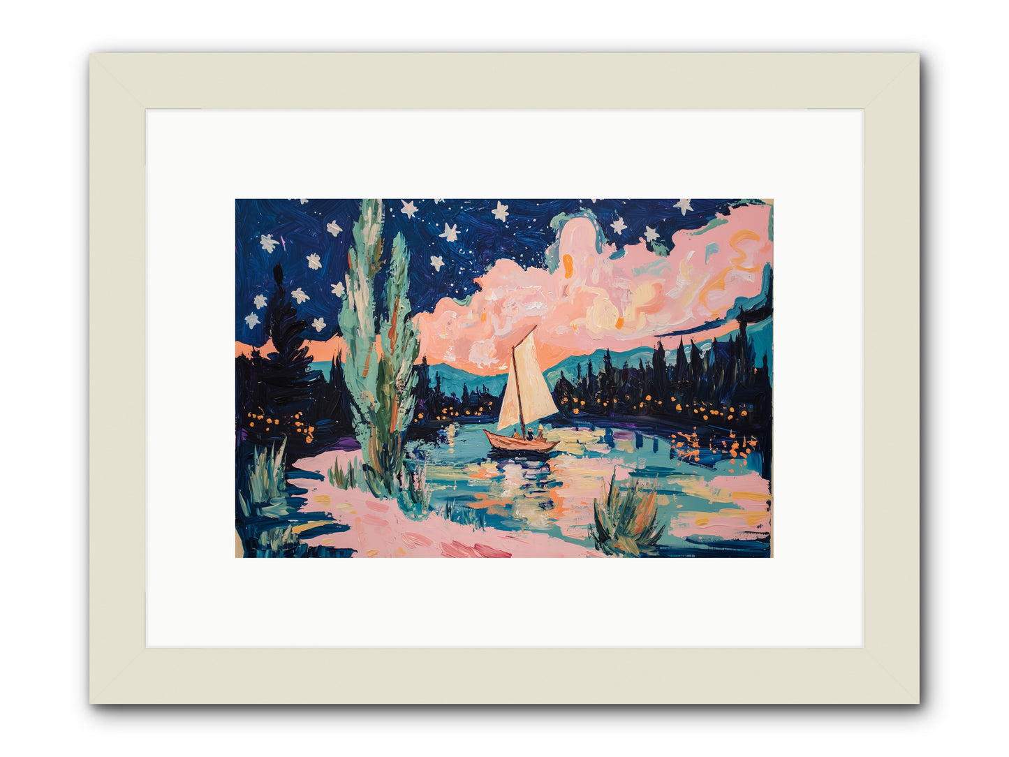Summer Sails No. 1 -- Framed Print - White 12x8