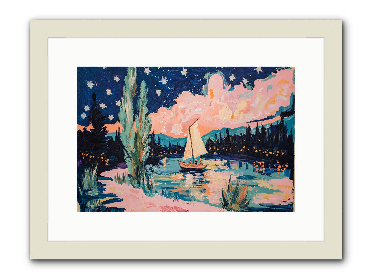 Summer Sails No. 1 -- Framed Print - White 15x10