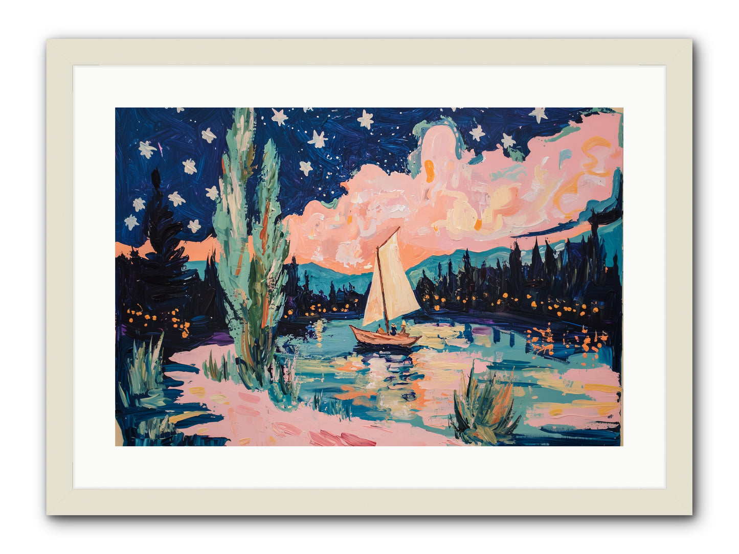 Summer Sails No. 1 -- Framed Print - White 24x16