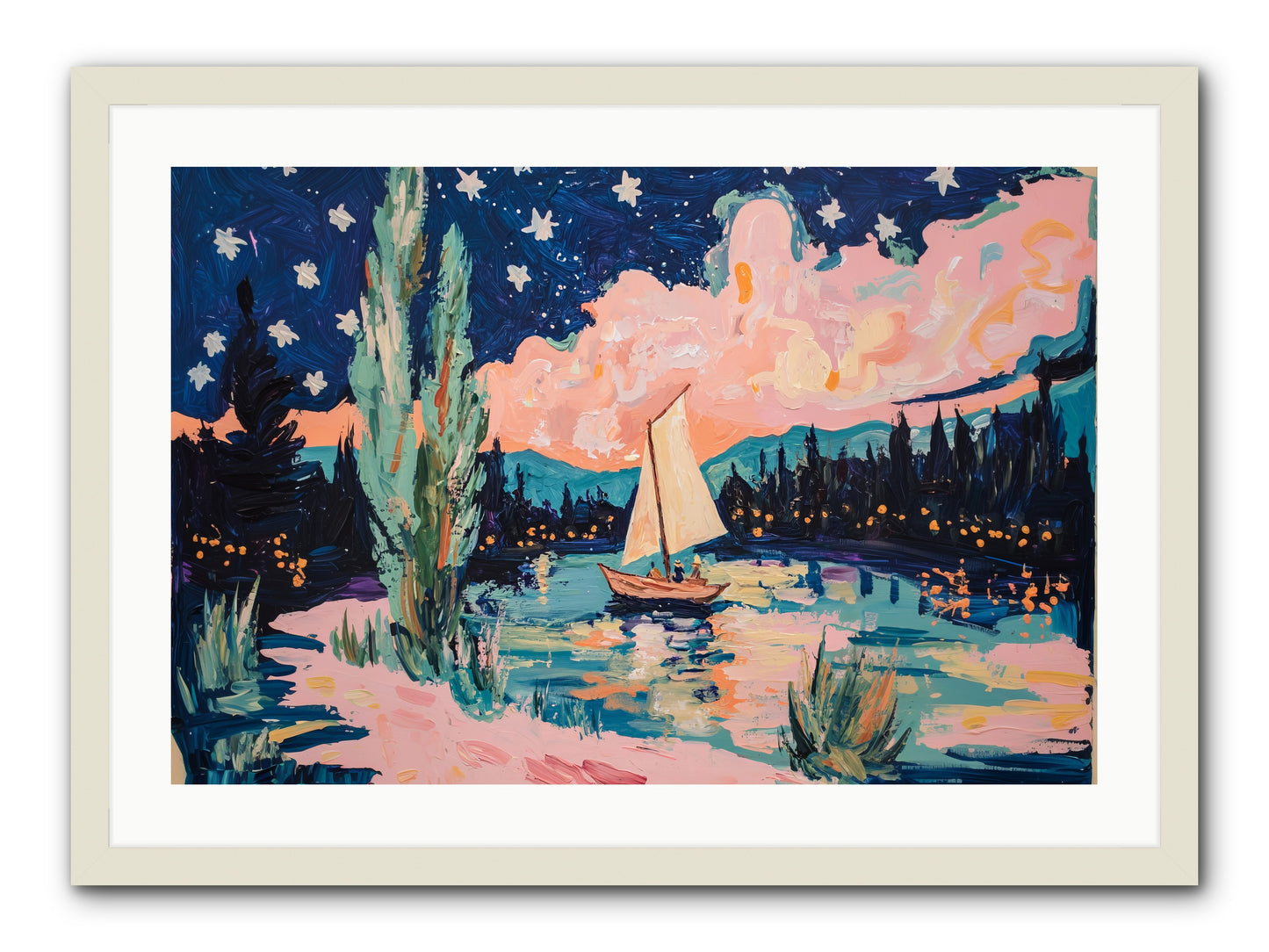 Summer Sails No. 1 -- Framed Print - White 30x20