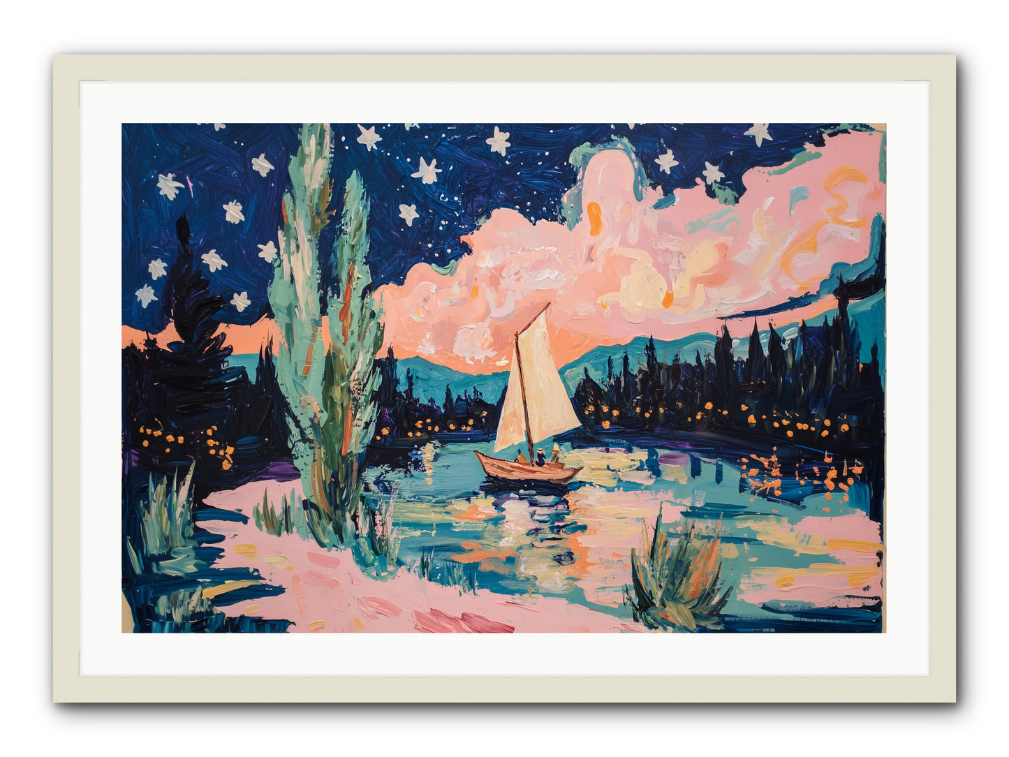 Summer Sails No. 1 -- Framed Print - White 36x24