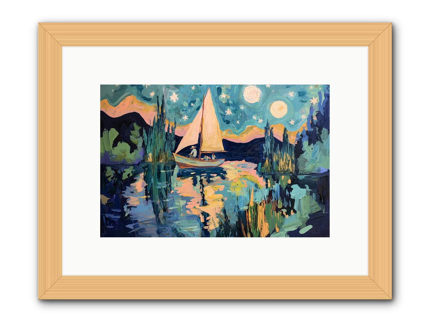 Summer Sails No. 2 -- Framed Print - Natural 12x8