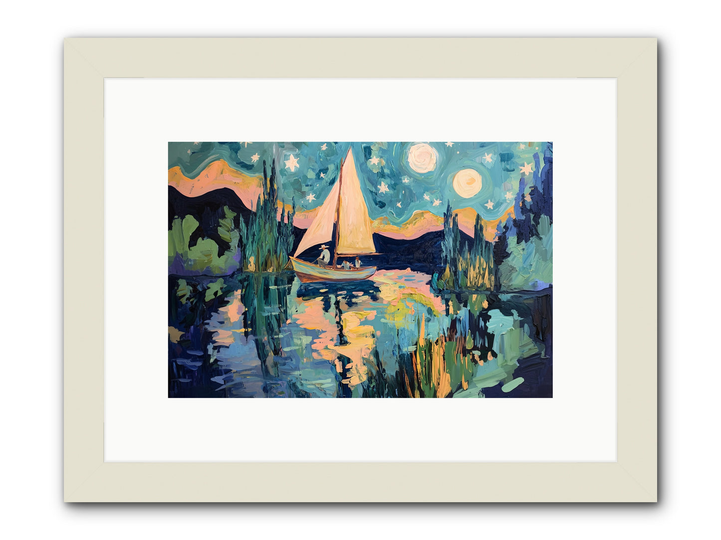 Summer Sails No. 2 -- Framed Print - White 12x8