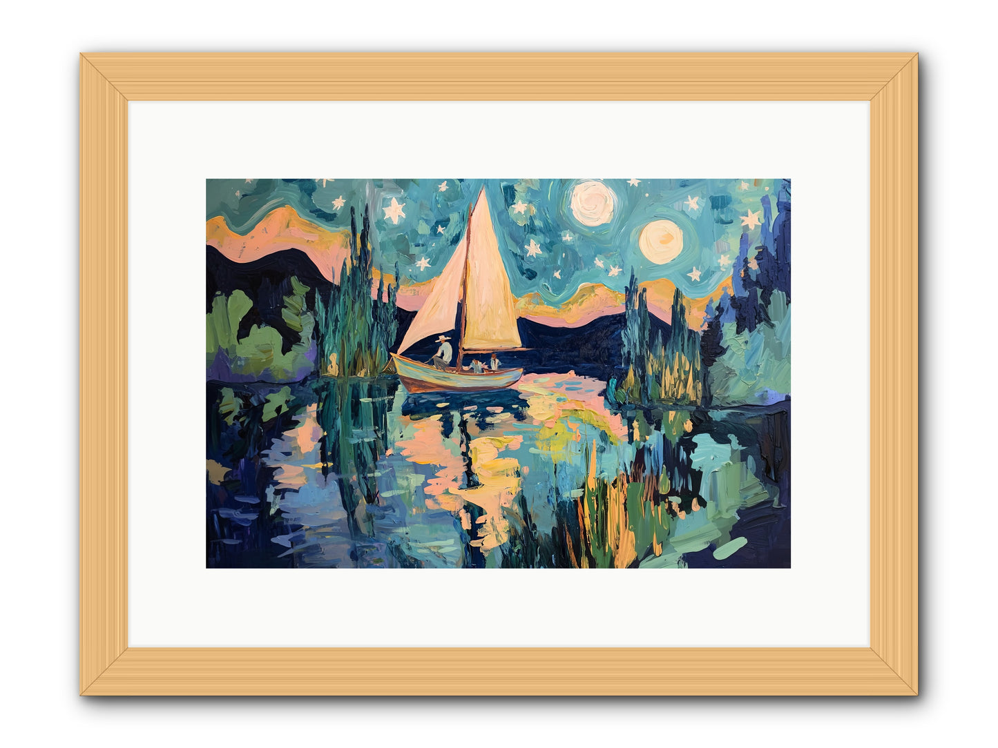 Summer Sails No. 2 -- Framed Print - Natural 15x10