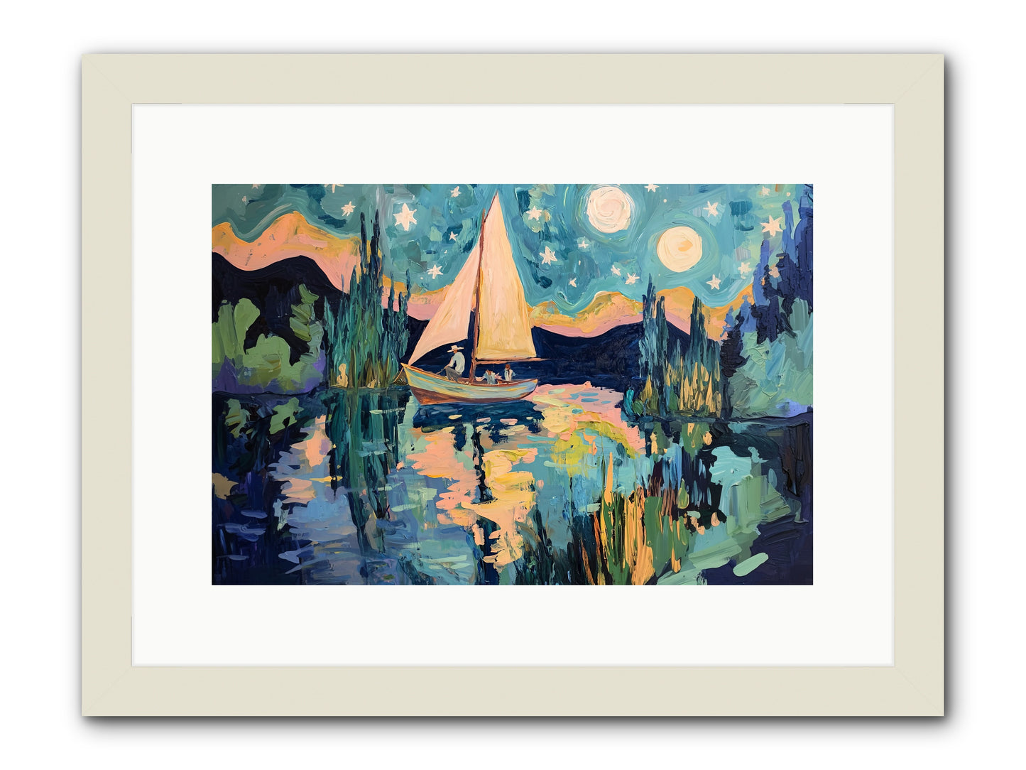 Summer Sails No. 2 -- Framed Print - White 15x10