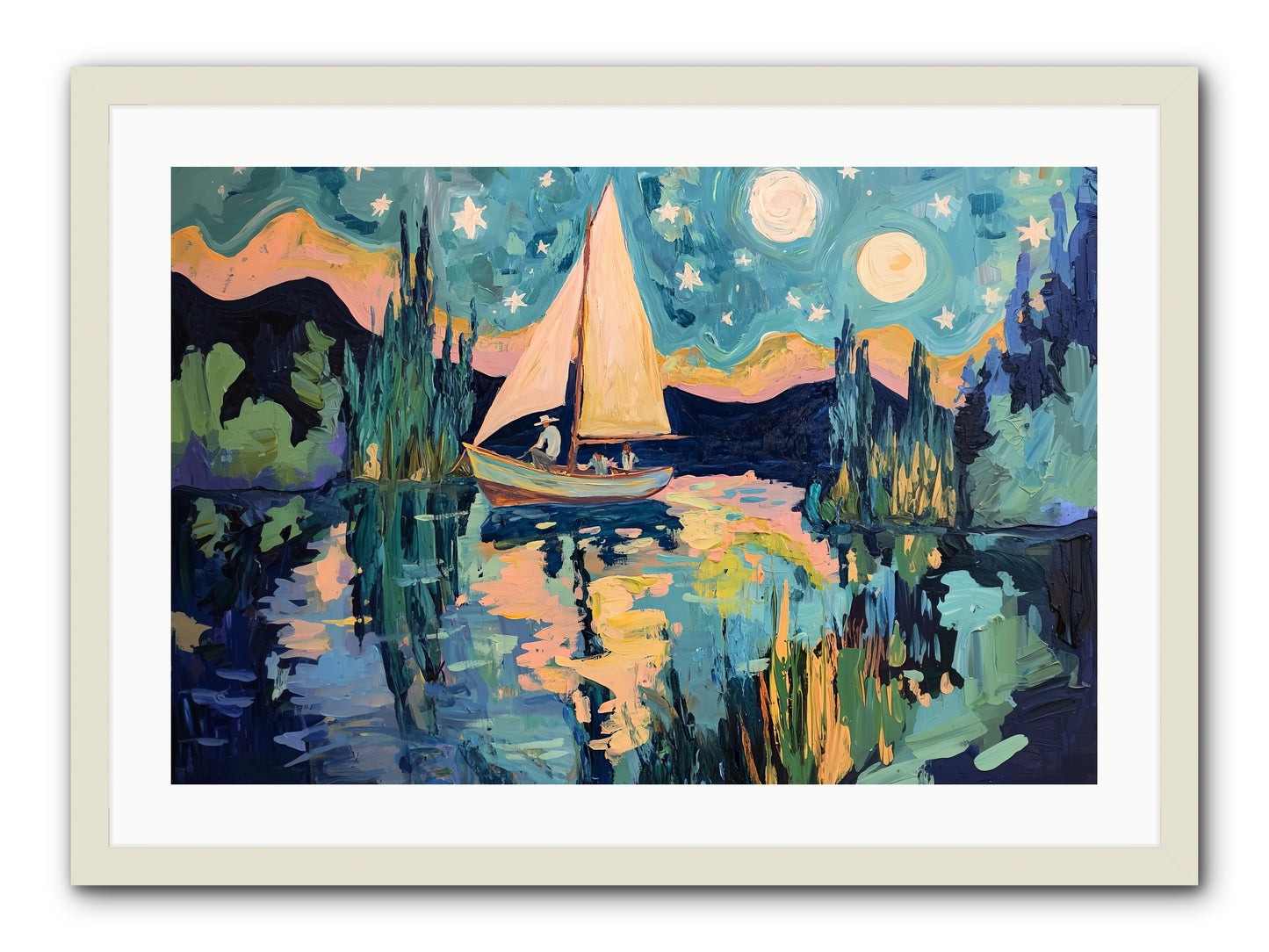 Summer Sails No. 2 -- Framed Print - White 30x20