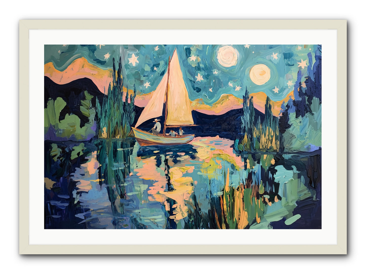 Summer Sails No. 2 -- Framed Print - White 36x24
