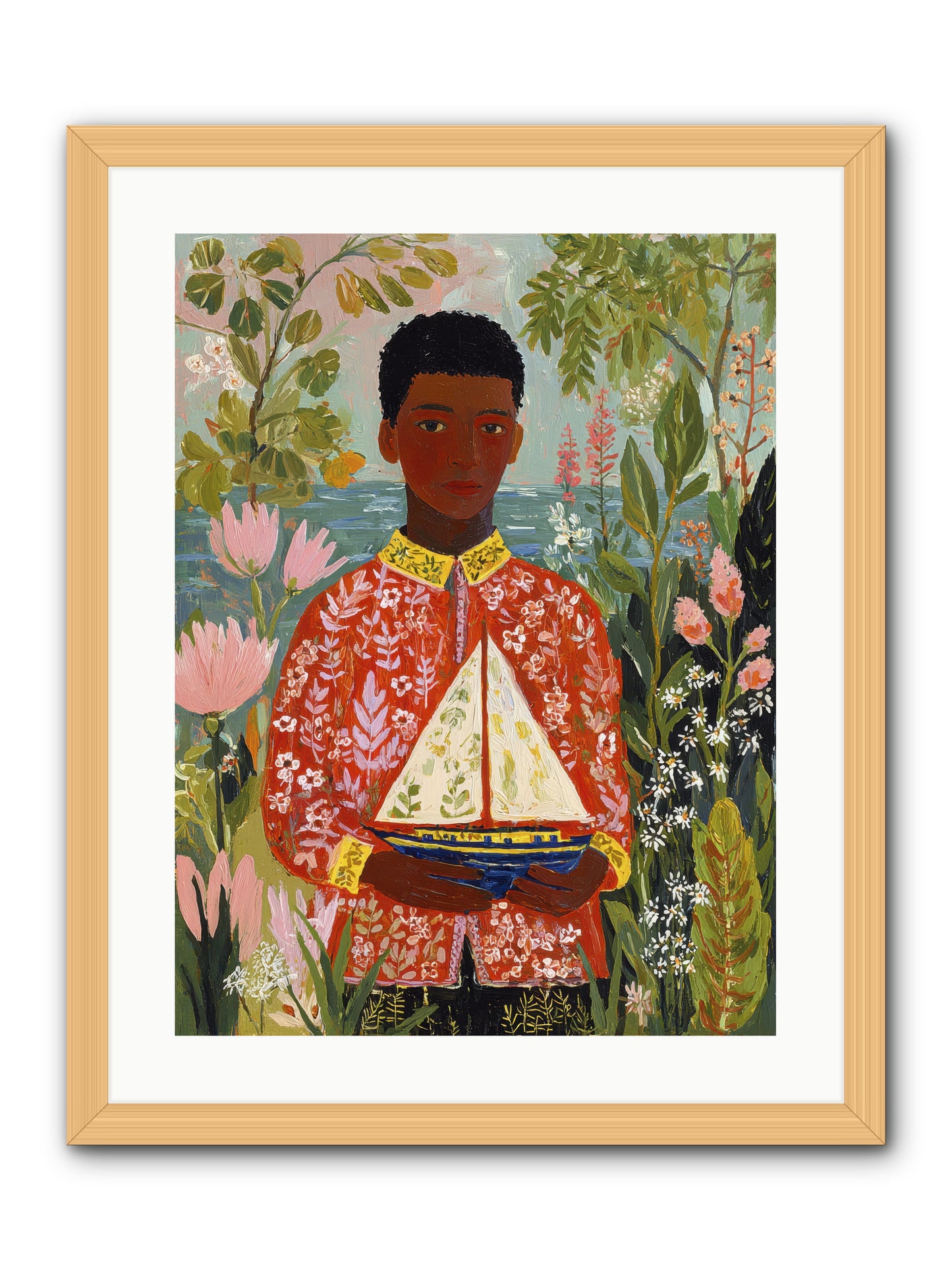 Summer Visitors -- Framed Print - Natural 18x24