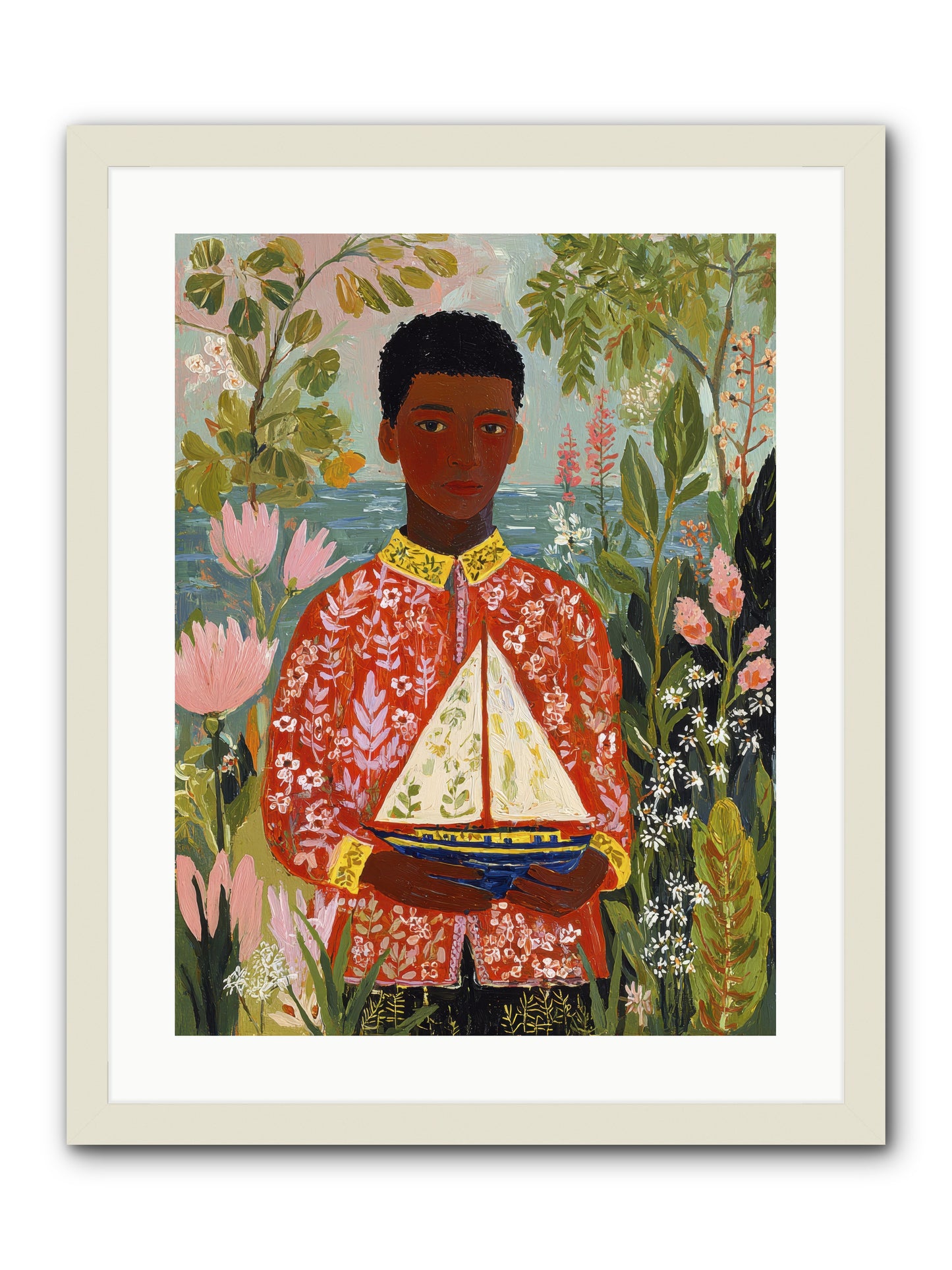 Summer Visitors -- Framed Print - White 18x24