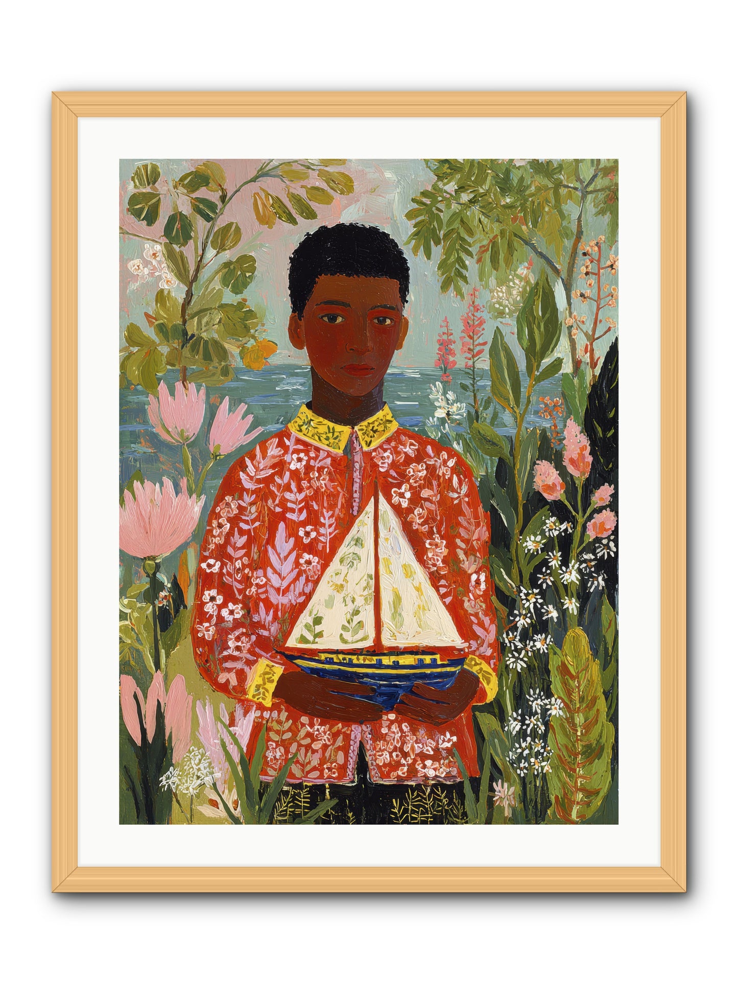 Summer Visitors -- Framed Print - Natural 24x32