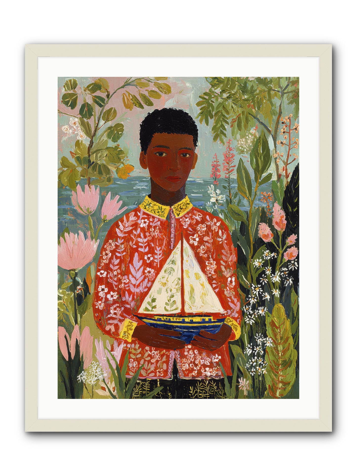 Summer Visitors -- Framed Print - White 24x32