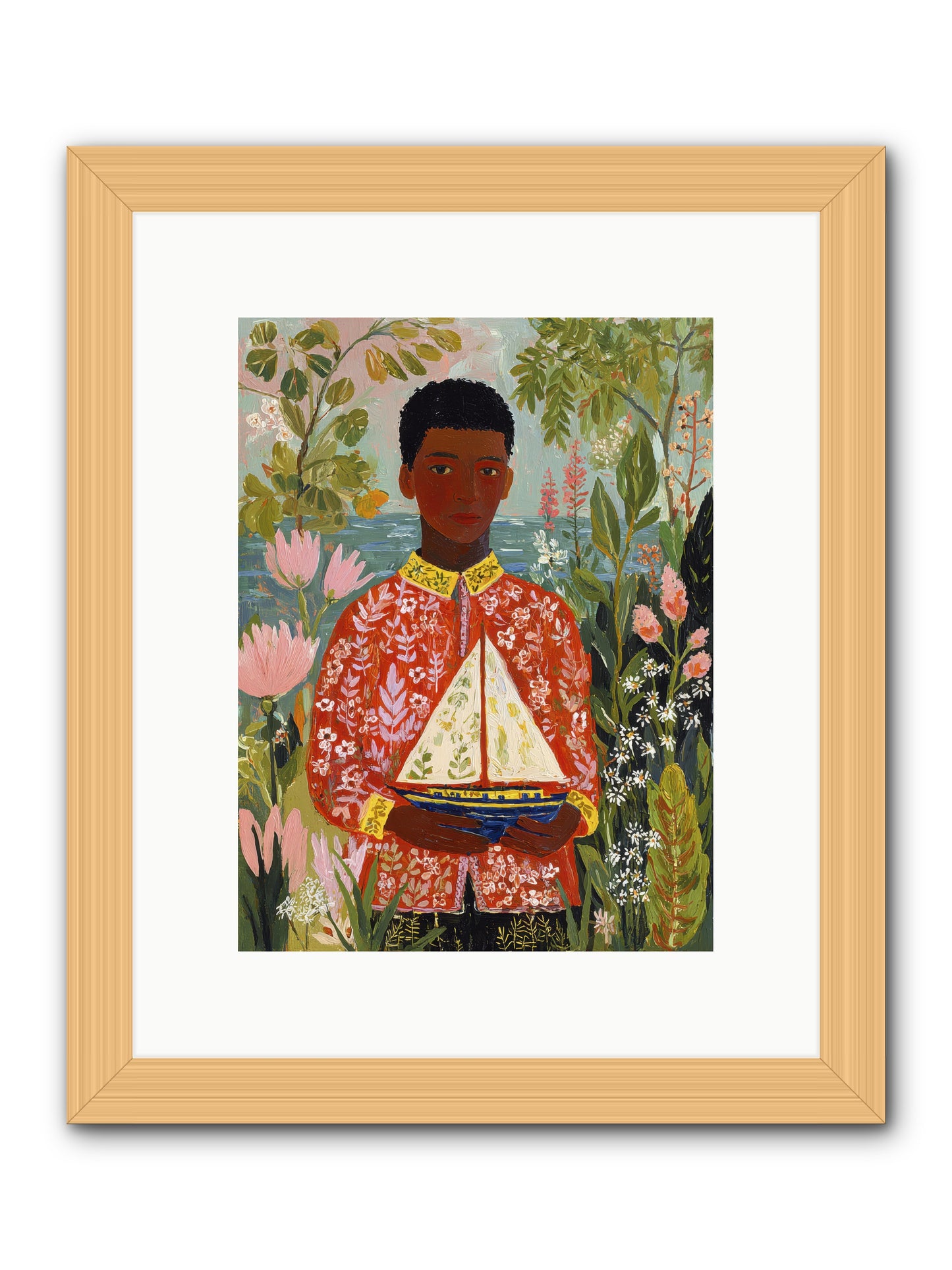 Summer Visitors -- Framed Print - Natural 9x12