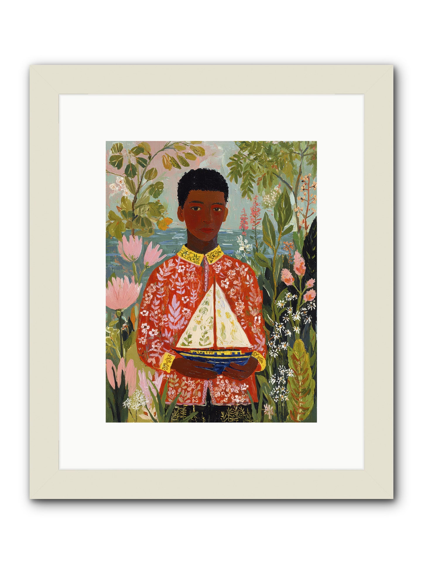 Summer Visitors -- Framed Print - White 9x12