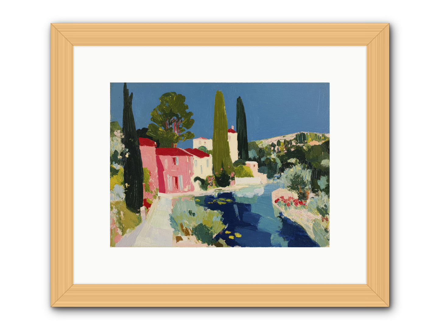 Summer at the Villa -- Framed Print - Natural 12x9