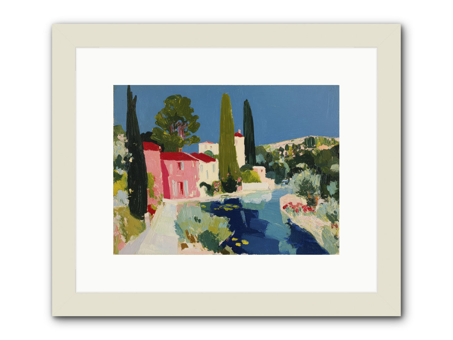 Summer at the Villa -- Framed Print - White 12x9