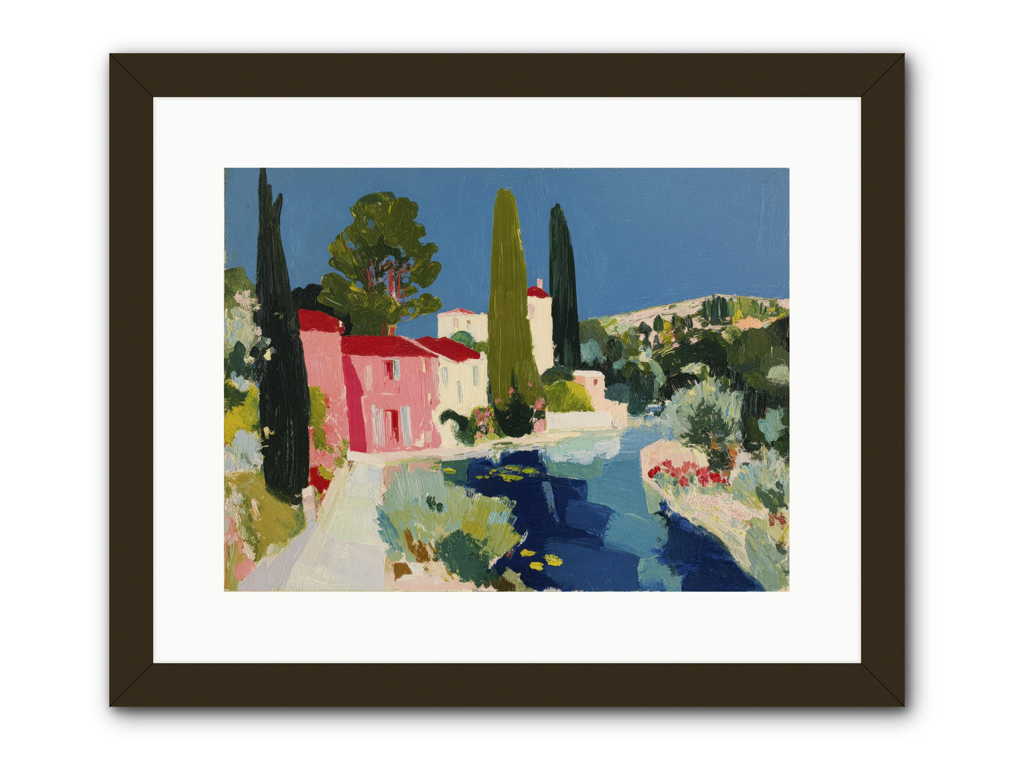 Summer at the Villa -- Framed Print - Black 16x12