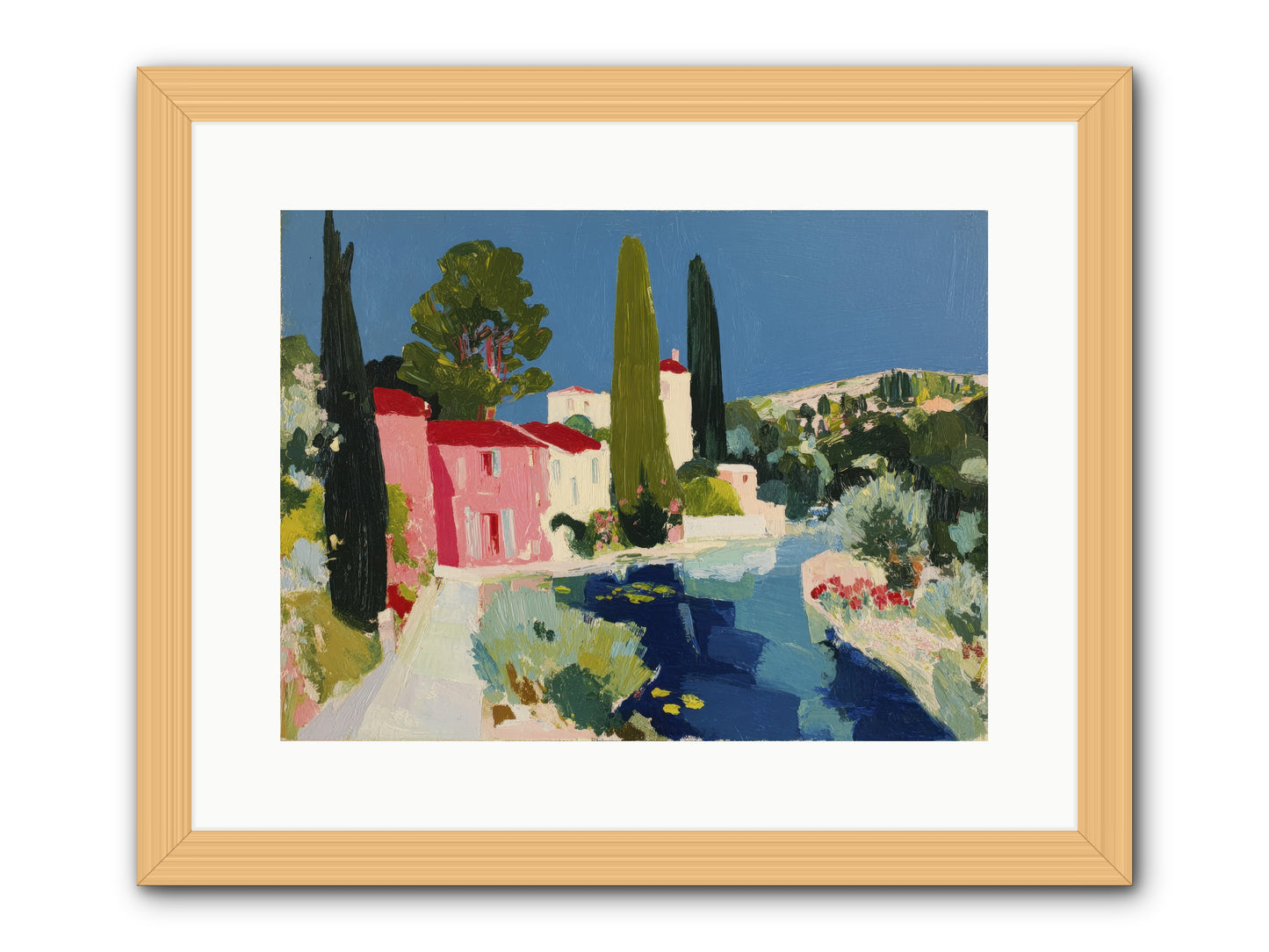 Summer at the Villa -- Framed Print - Natural 16x12