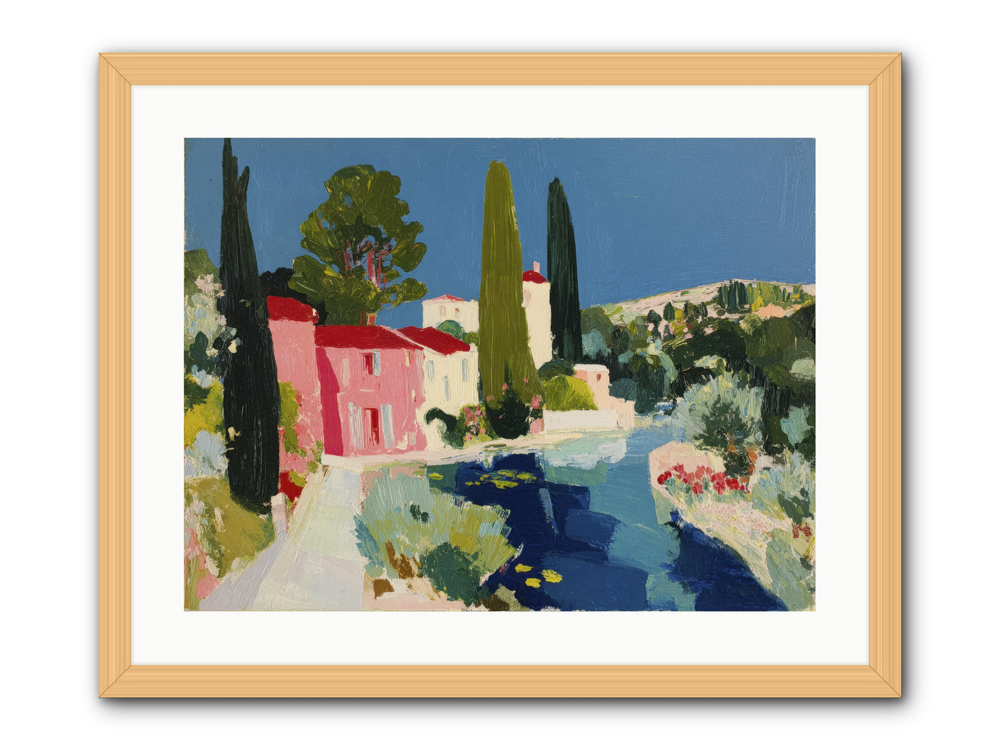 Summer at the Villa -- Framed Print - Natural 24x18