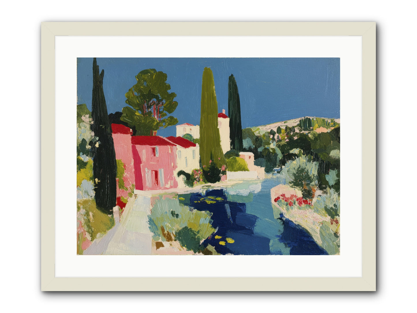 Summer at the Villa -- Framed Print - White 24x18