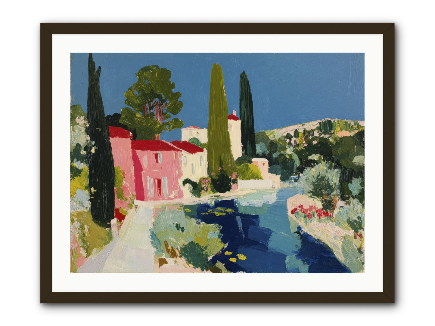 Summer at the Villa -- Framed Print - Black 32x24