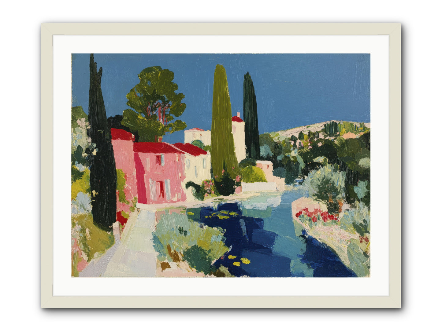 Summer at the Villa -- Framed Print - White 32x24