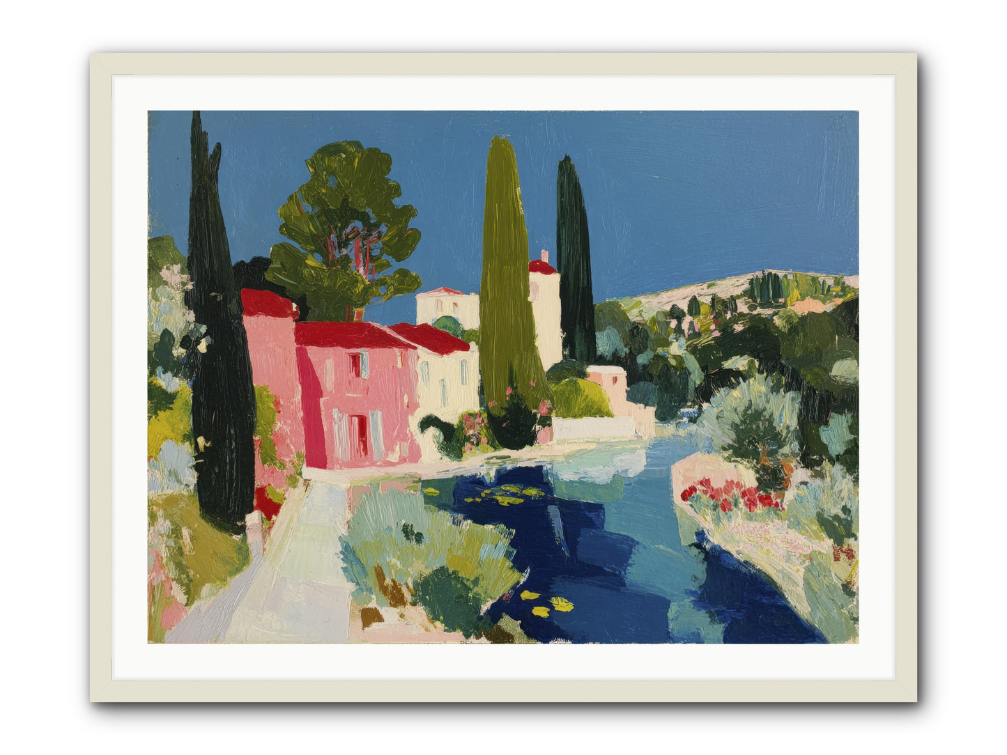 Summer at the Villa -- Framed Print - White 40x30