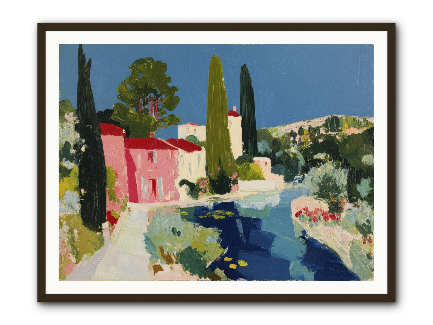 Summer at the Villa -- Framed Print - Black 48x36
