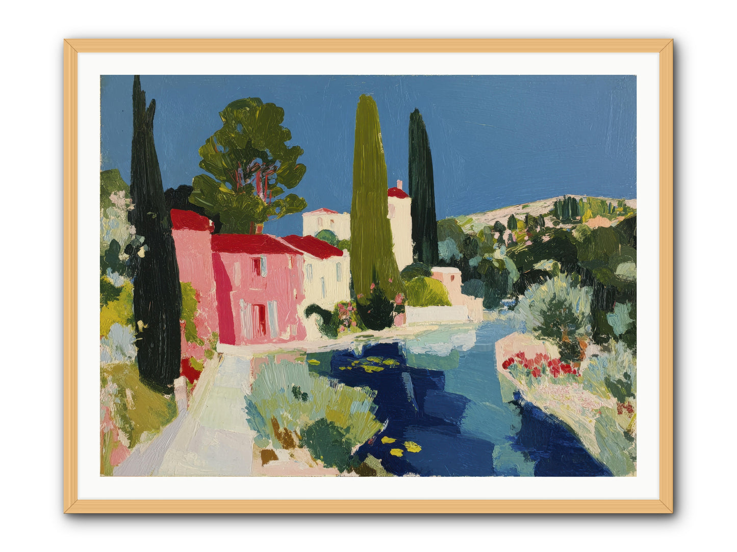 Summer at the Villa -- Framed Print - Natural 48x36