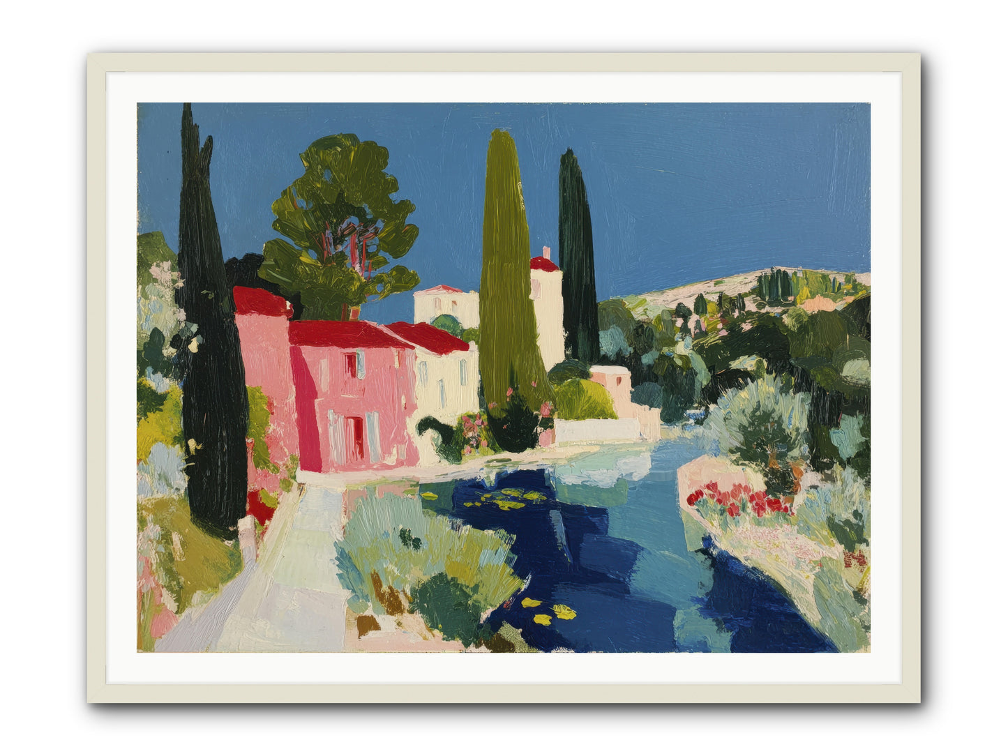 Summer at the Villa -- Framed Print - White 48x36