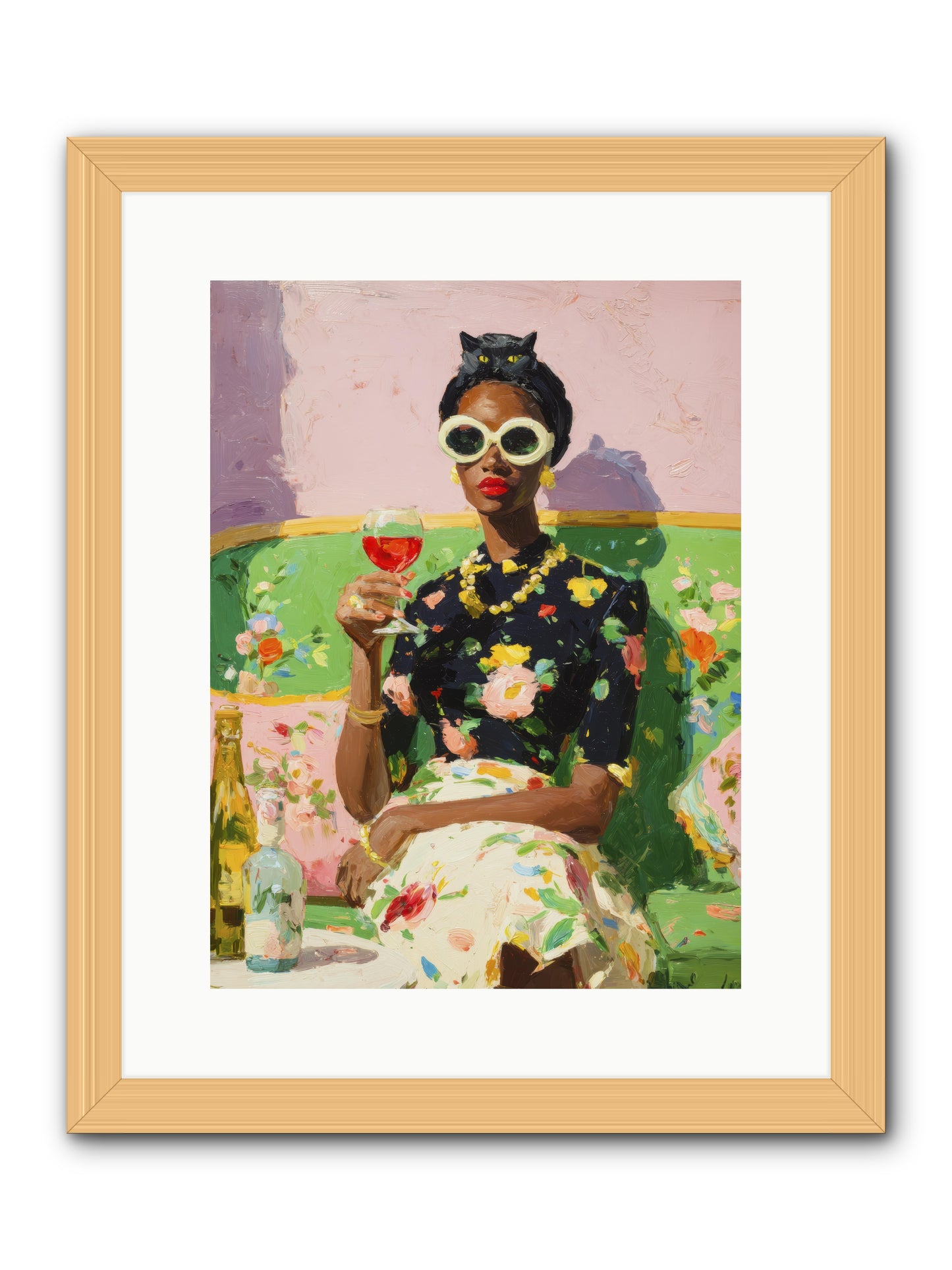 Summer with Her Shadow -- Framed Print - Natural 12x16