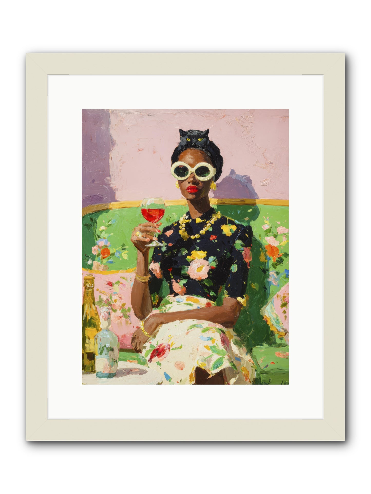 Summer with Her Shadow -- Framed Print - White 12x16
