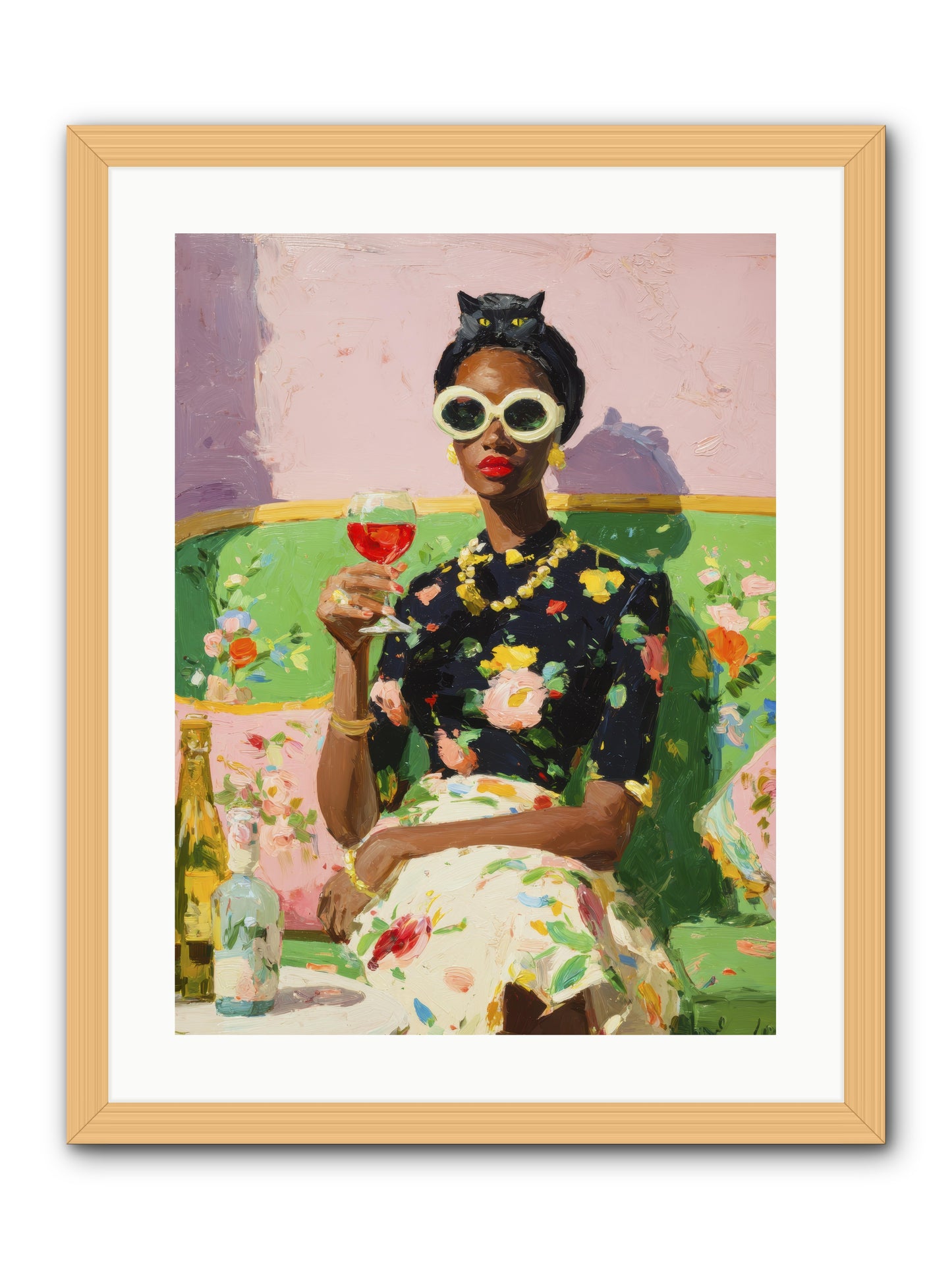 Summer with Her Shadow -- Framed Print - Natural 18x24