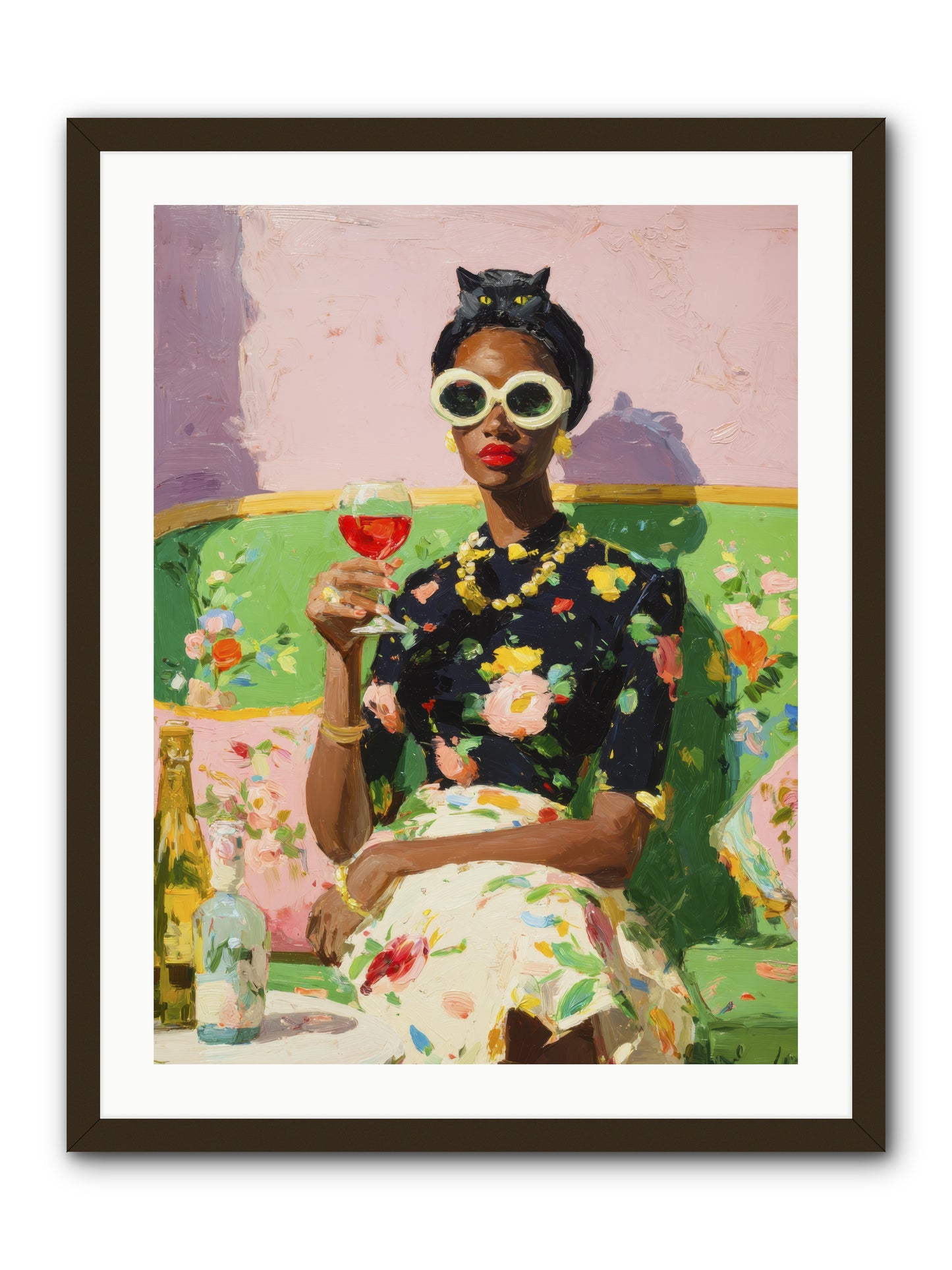 Summer with Her Shadow -- Framed Print - Black 24x32