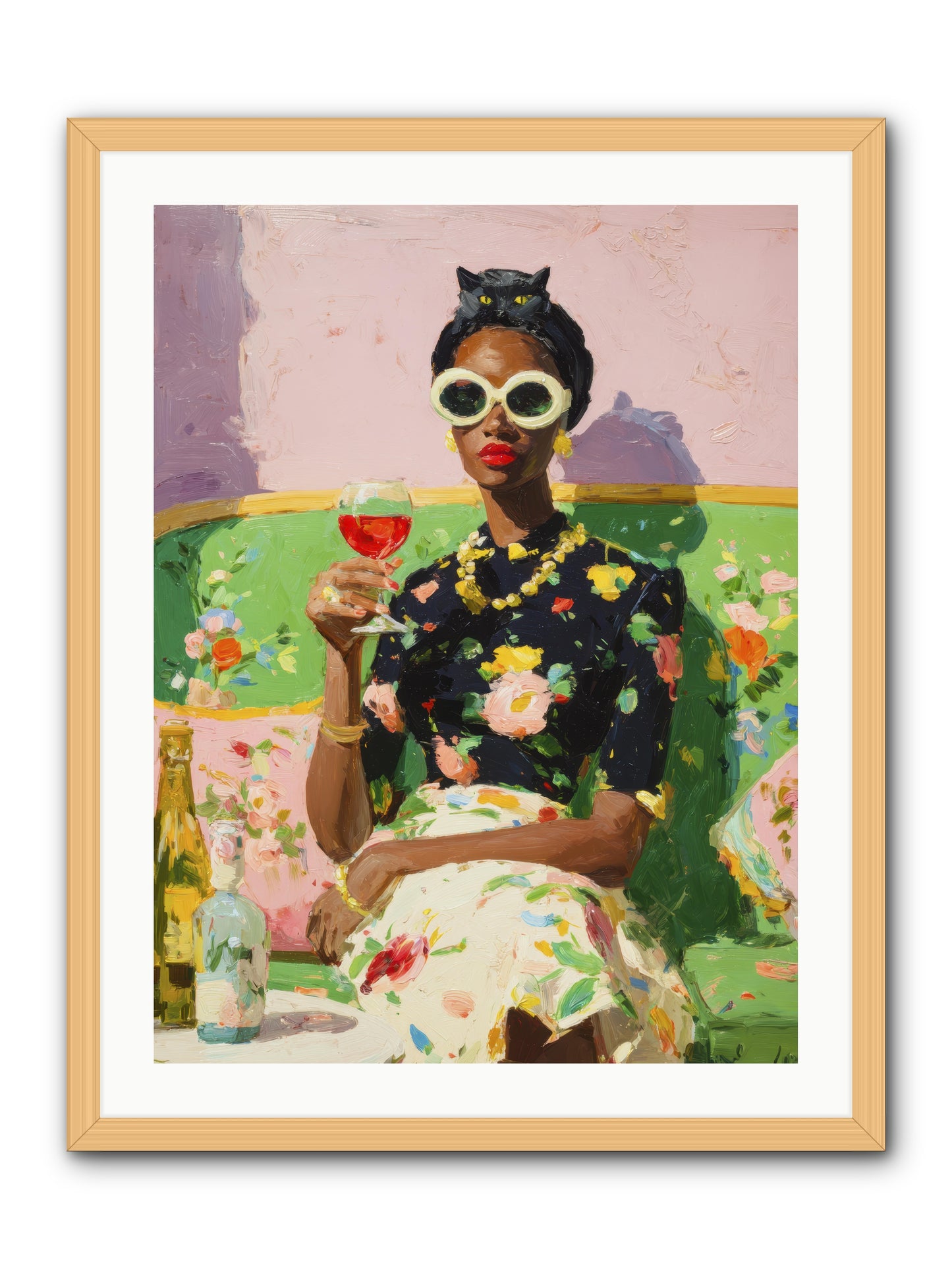 Summer with Her Shadow -- Framed Print - Natural 24x32
