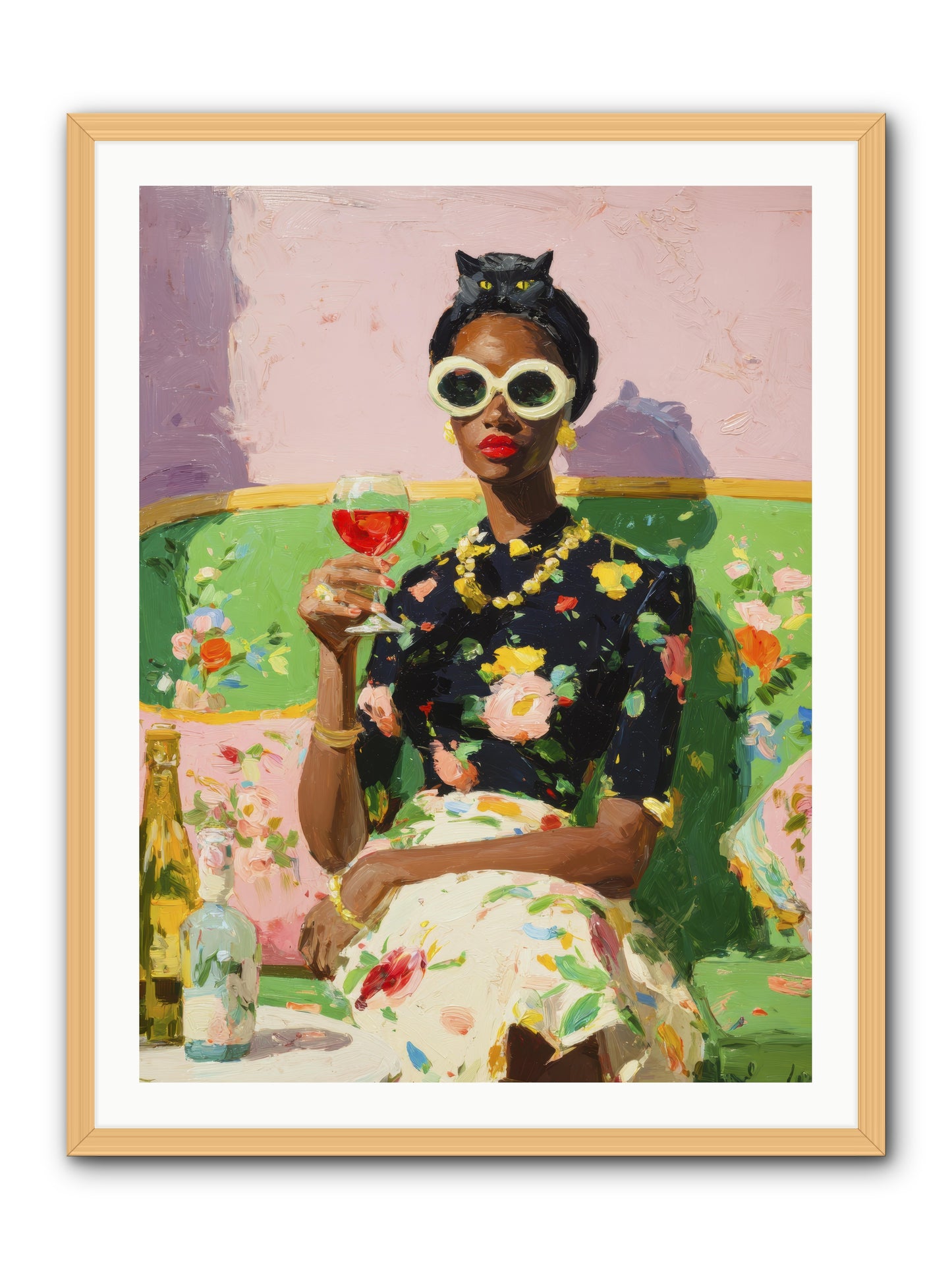 Summer with Her Shadow -- Framed Print - Natural 30x40