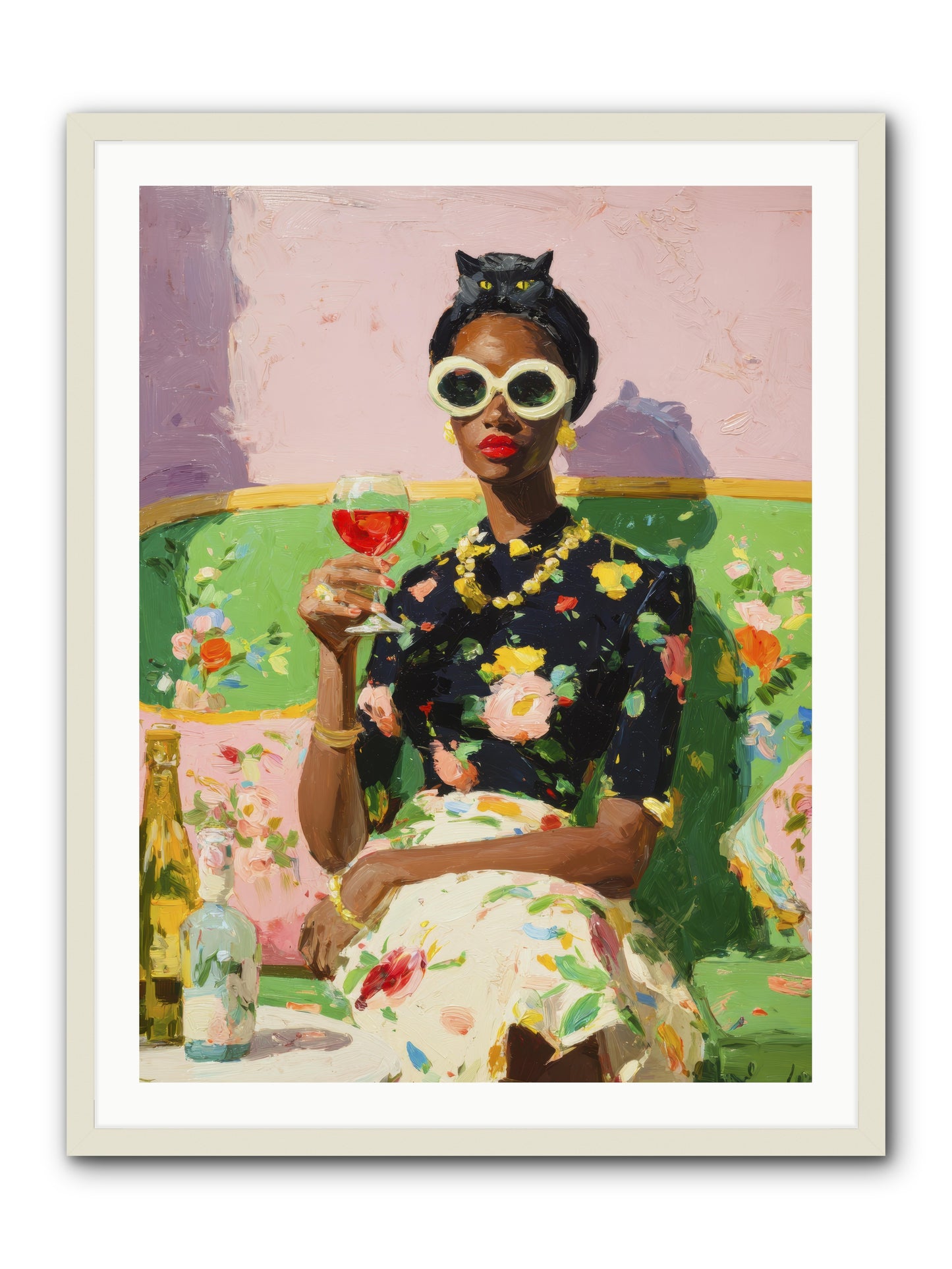 Summer with Her Shadow -- Framed Print - White 30x40