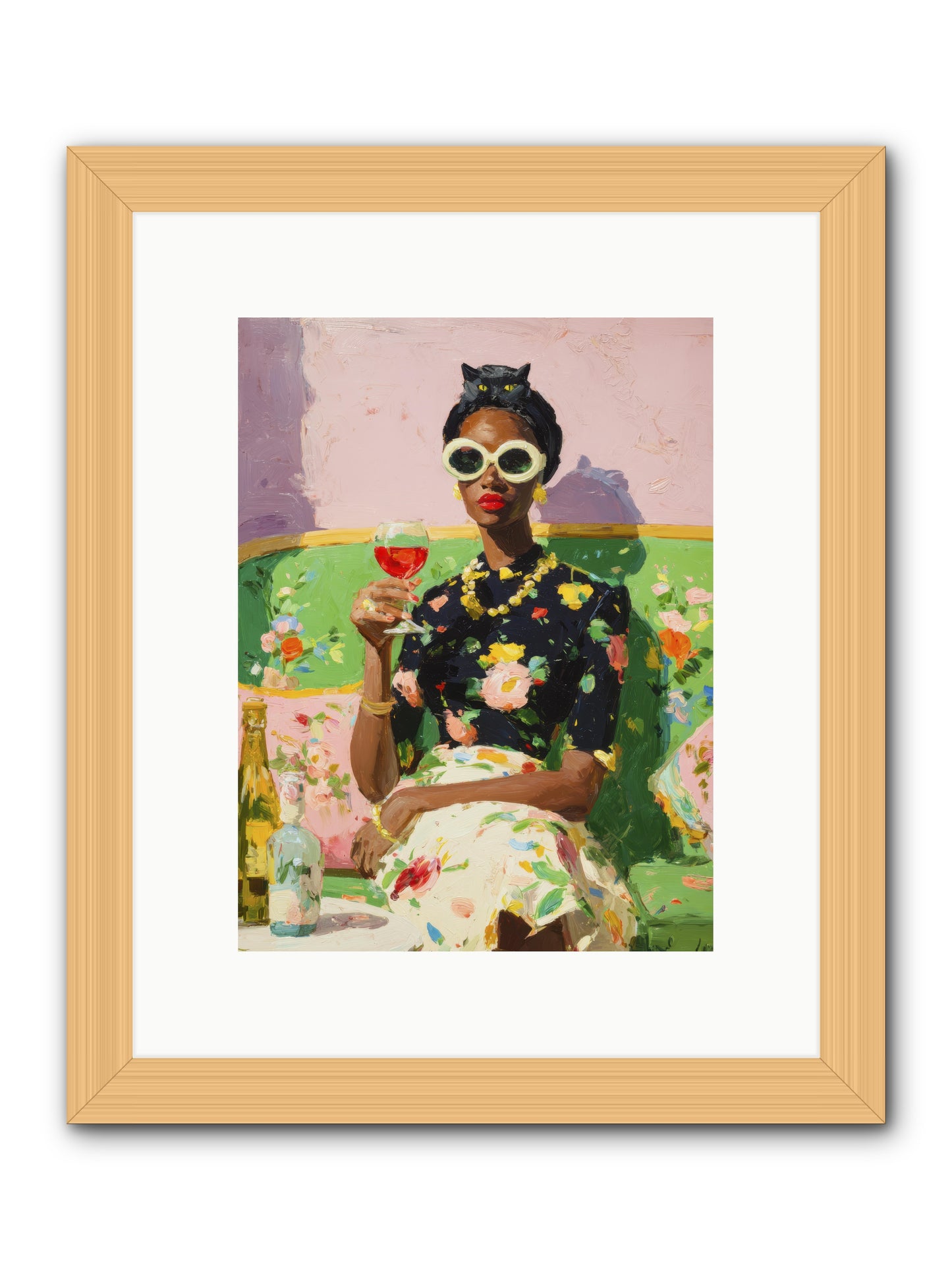 Summer with Her Shadow -- Framed Print - Natural 9x12