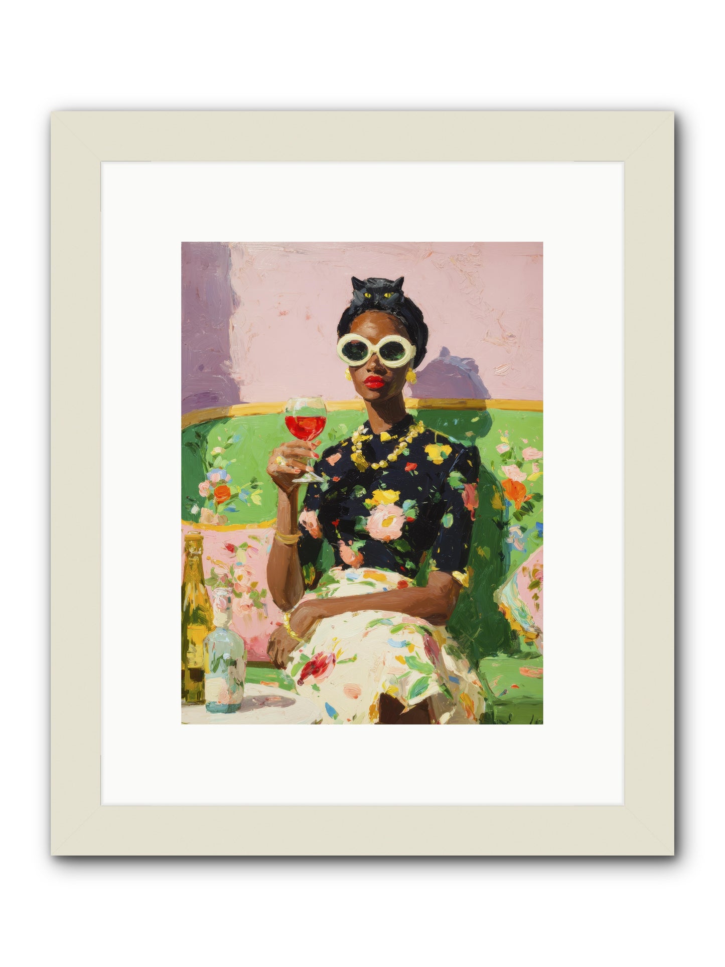 Summer with Her Shadow -- Framed Print - White 9x12