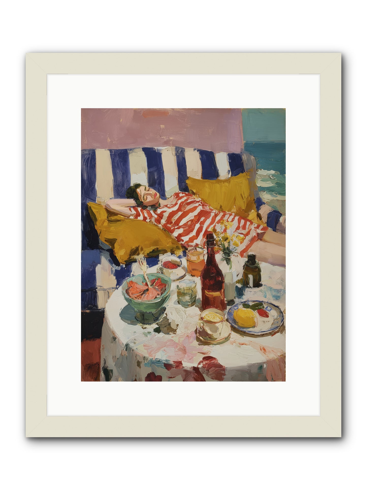 Sun-Kissed Slumber -- Framed Print - White 12x16