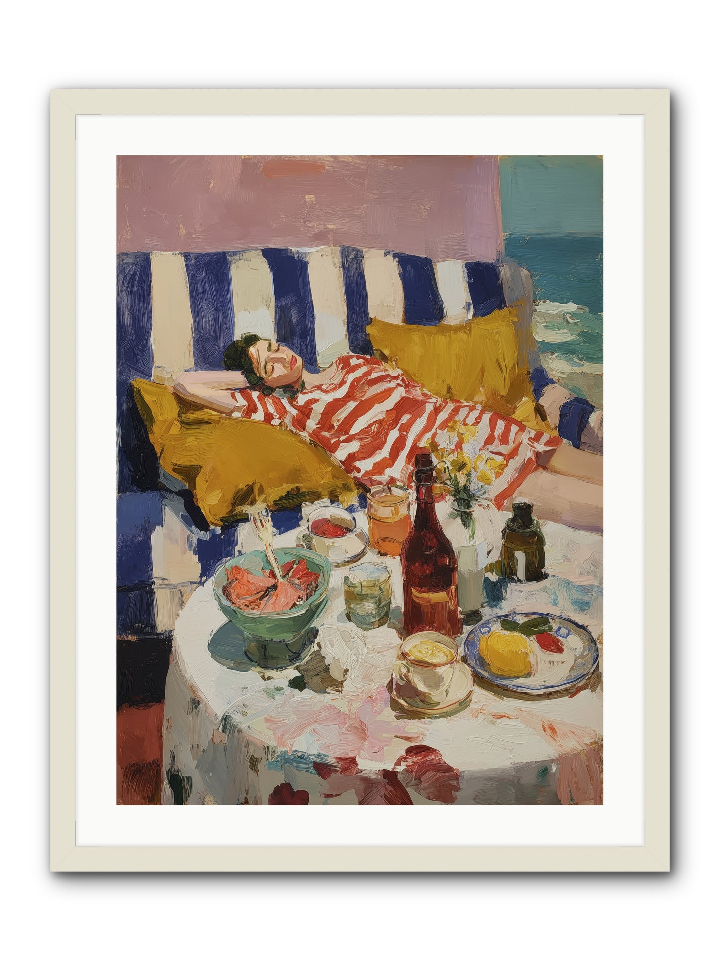 Sun-Kissed Slumber -- Framed Print - White 24x32