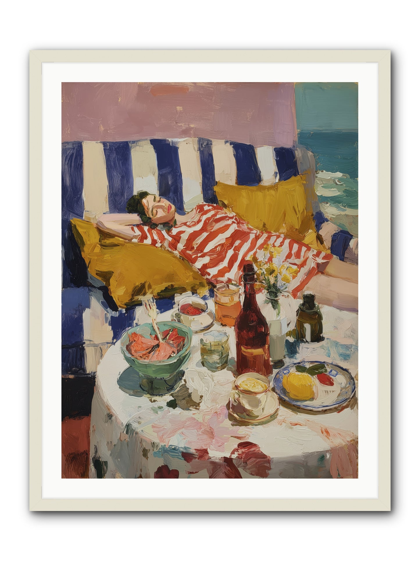 Sun-Kissed Slumber -- Framed Print - White 30x40